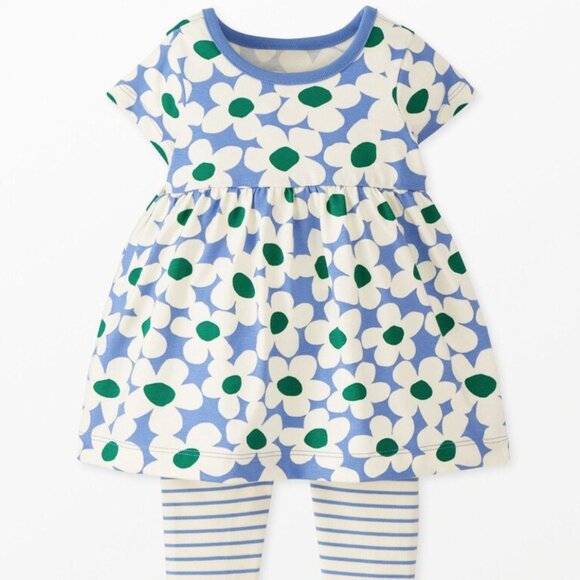 NWOT Hanna Andersson Baby Print Dress & Leggings Set 0-3M - Picture 1 of 3